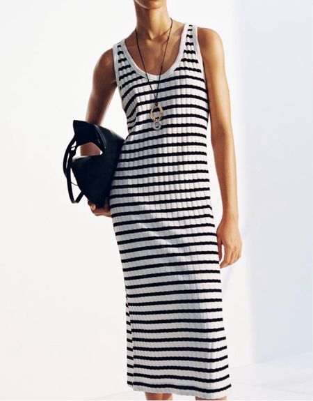 Casual black and white striped midi dress 

#LTKfindsunder50 #LTKstyletip #LTKSeasonal