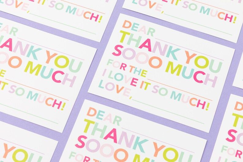 Girls Stationery Set, Fill In The Blank Thank You Card, Girls Rainbow Thank You Cards, Kids Perso... | Etsy (US)