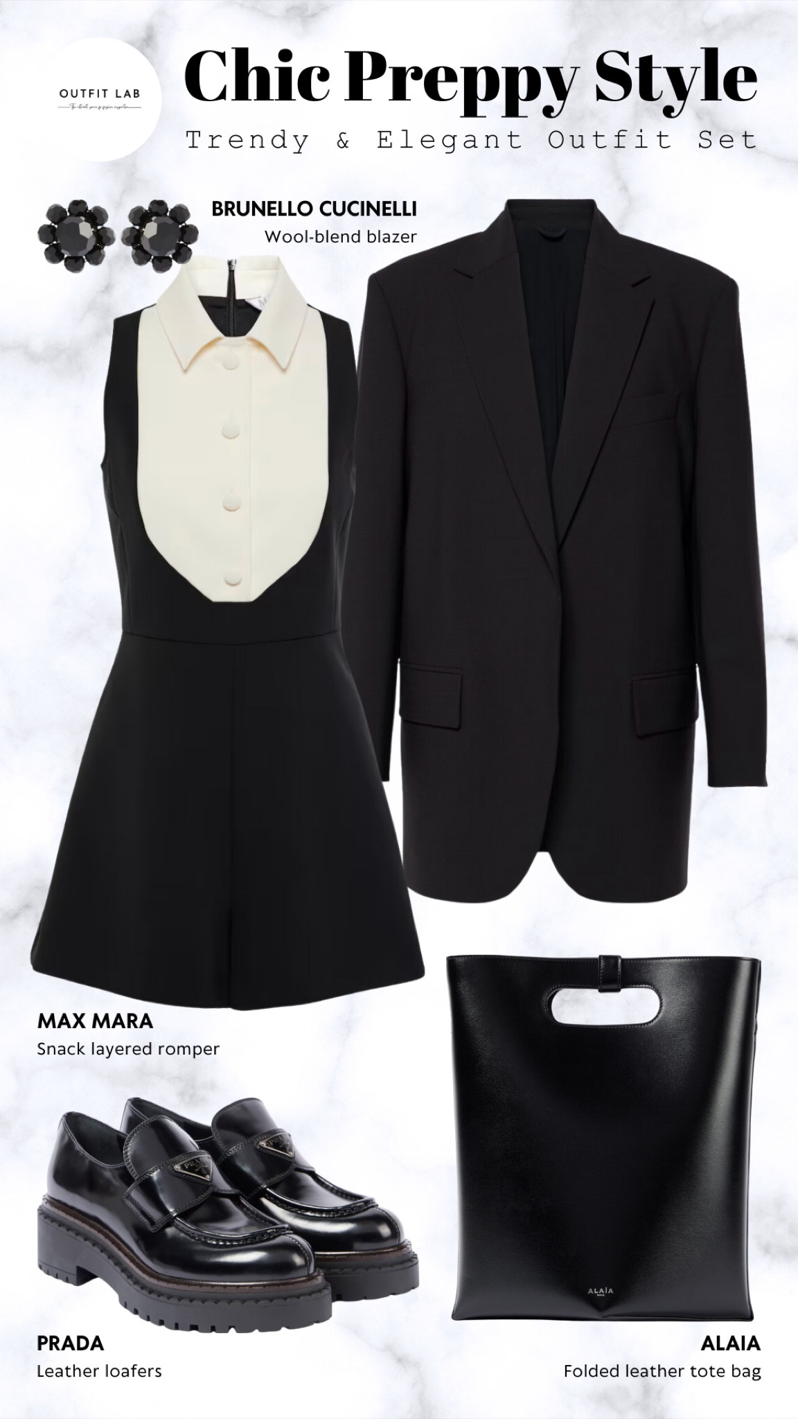 Chic Preppy Style: Trendy & Elegant Outfit – Shop Now!

Elevate your style with this chic preppy outfit. Featuring a stylish Max Mara romper paired with a sophisticated Brunello Cucinelli blazer for a polished look. Step into trendy Prada loafers and carry your essentials in an elegant Alaia bag. Complete the ensemble with dazzling Simone Rocha earrings. Perfect for any occasion, this outfit ensures you stay fashionable and on-trend. Shop now to enhance your wardrobe with this stunning preppy ensemble!

#LTKWorkwear #LTKU #LTKStyleTip