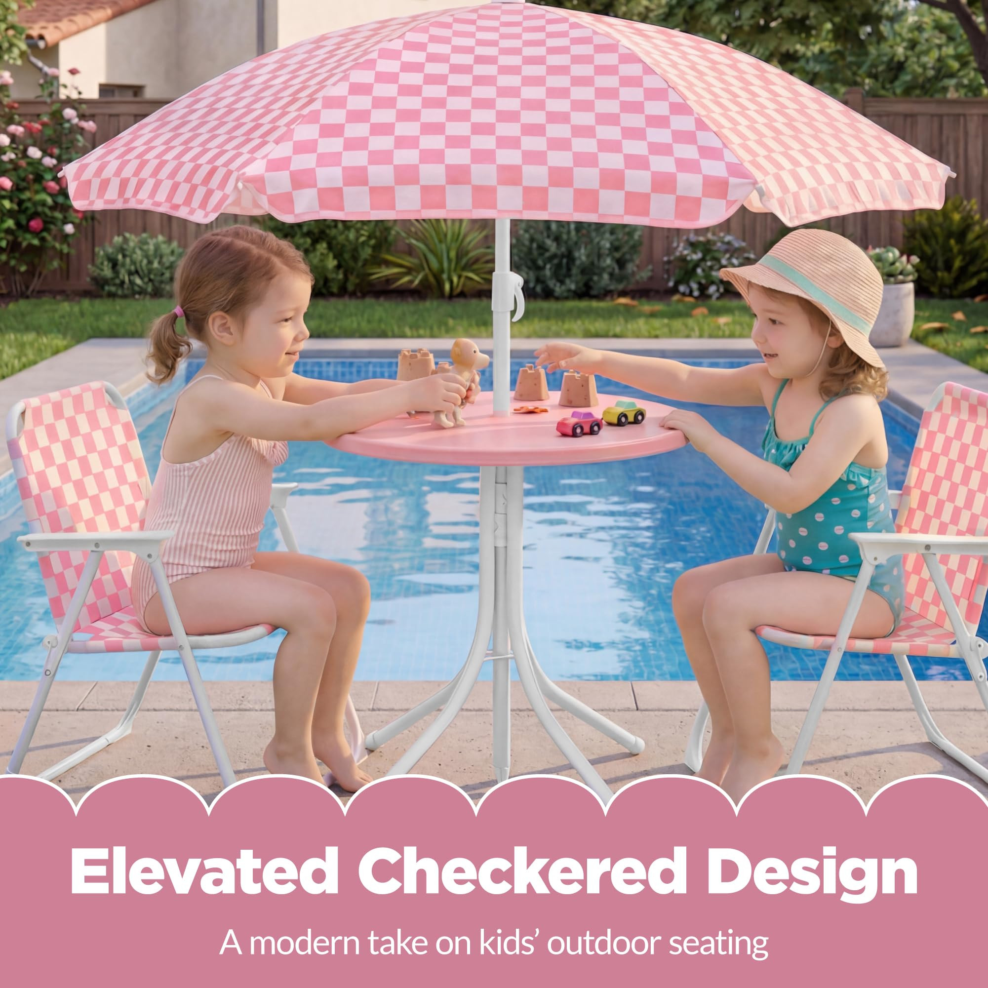 Best Choice Products Kids Picnic Table and Chair Set with Umbrella, 3-Piece Foldable Outdoor Tabl... | Amazon (US)