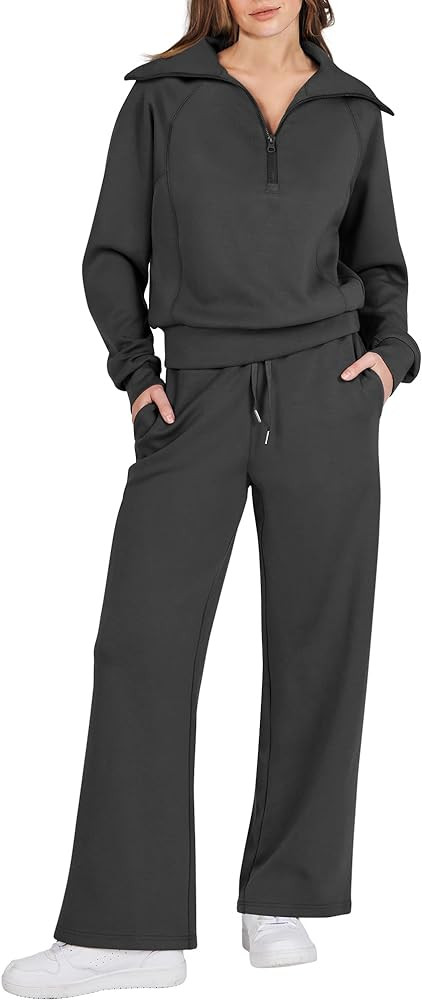 Prinbara Womens 2 Piece Outfits Lounge Sets 2024 Fall Oversized Sweatshirt wide leg Pant Casual M... | Amazon (US)