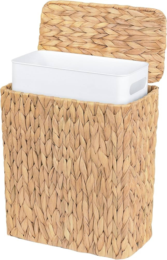 Wicker Trash Can,3 Gallon Bathroom Trash Can with Lid | Amazon (US)