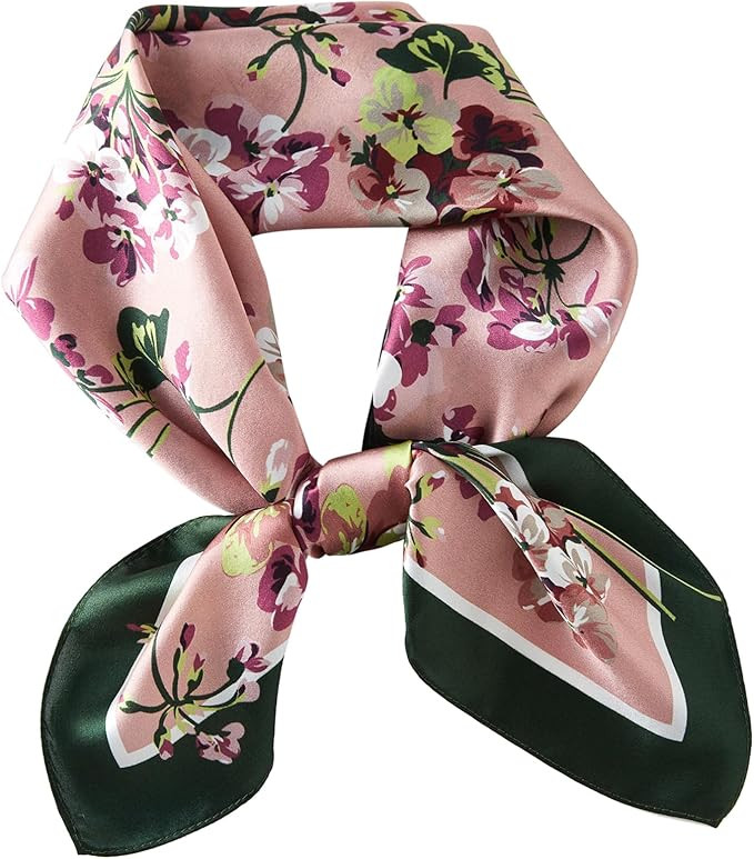 100% Mulberry Silk Square Scarf 27''x27'' Neck Scarf Hair Scarf Headscarf Bandanas for Women | Amazon (US)