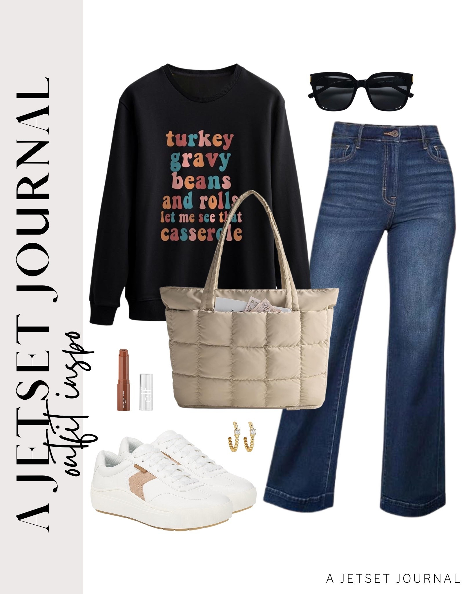 A cozy sweater and denim outfit makes the perfect comfy outfit for Thanksgiving!
casual thanksgiving outfit idea, puffer tote bag, neutral sneakers, fall outfit idea, casual look, vacation style, makeup must have, beauty favorite, functional bag, amazon fashion, affordable style

#LTKSeasonal #LTKU #LTKFindsUnder50