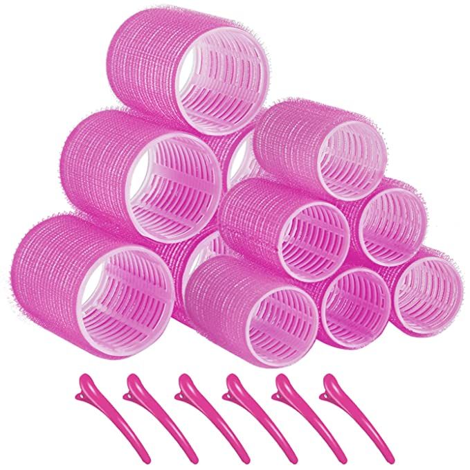 Amazon.com : Hair Roller Sets,Self Grip 12 pcs,Salon Hair Dressing Curlers,DIY Hair Styles,Heatle... | Amazon (US)