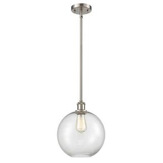 Innovations Athens 1-Light Brushed Satin Nickel, Clear Shaded Pendant Light with Clear Glass Shad... | The Home Depot