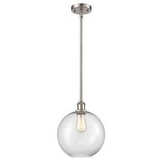 Innovations Athens 1-Light Brushed Satin Nickel, Clear Shaded Pendant Light with Clear Glass Shad... | The Home Depot