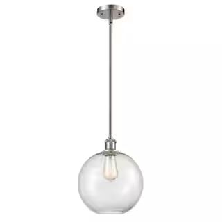 Innovations Athens 1-Light Brushed Satin Nickel, Clear Shaded Pendant Light with Clear Glass Shad... | The Home Depot
