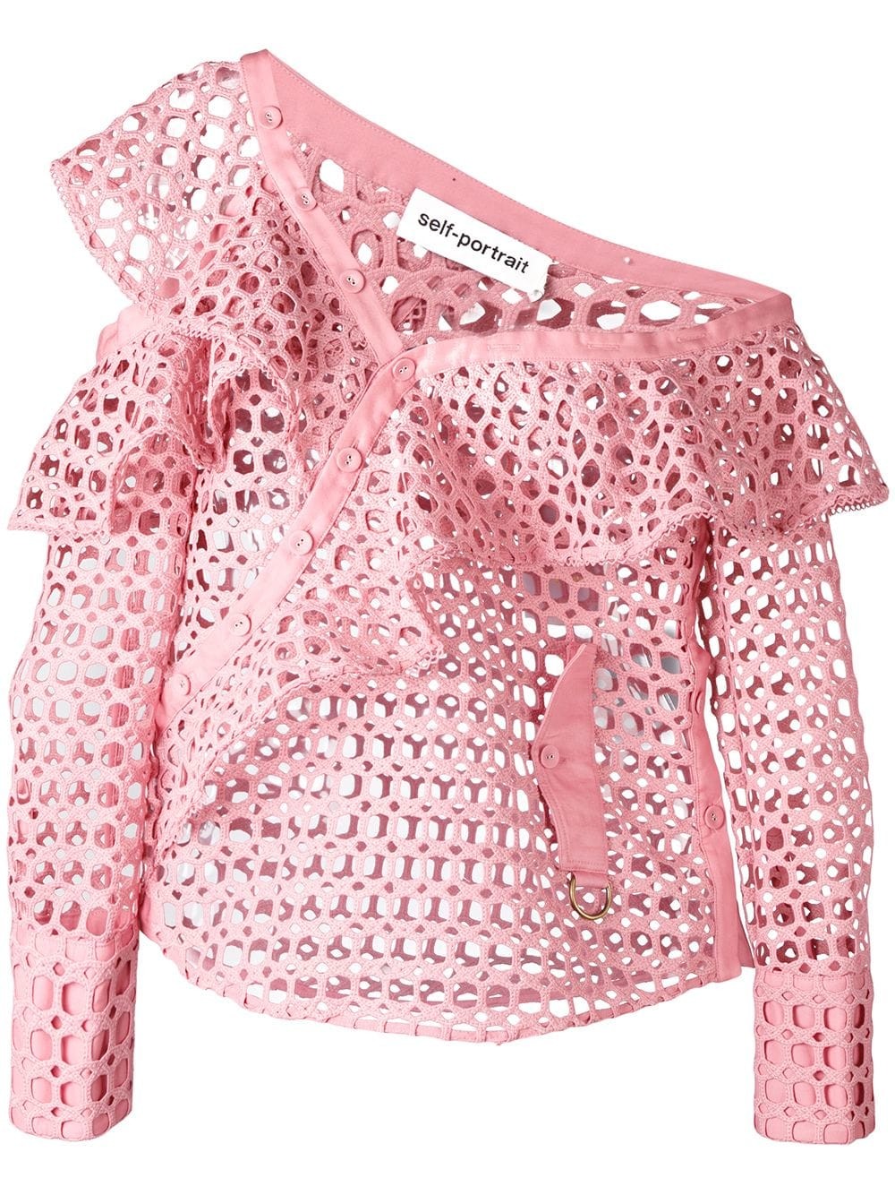 Self-Portrait off-shoulder ruffled top - Pink | FarFetch US