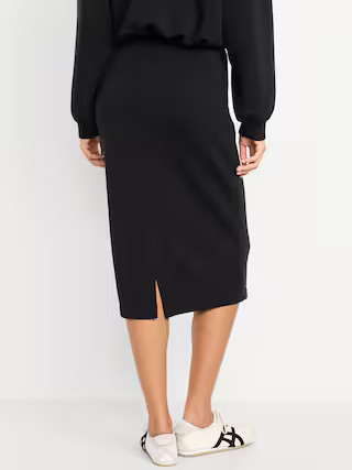 Extra High-Waisted Bounce Fleece Midi Skirt | Old Navy (US)