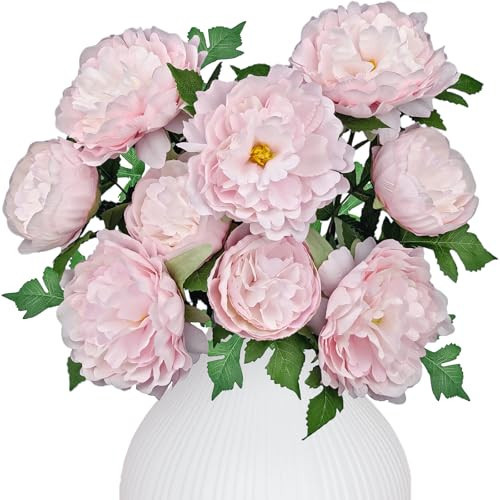 LA.PONEE Premium Pink Peonies Artificial Flowers, Fake Silk Peony Flowers with Stems, Faux Florals for Wedding Bridal Bouquets, Floral Arrangements, Table Centerpieces, Home Decorations | Amazon (US)