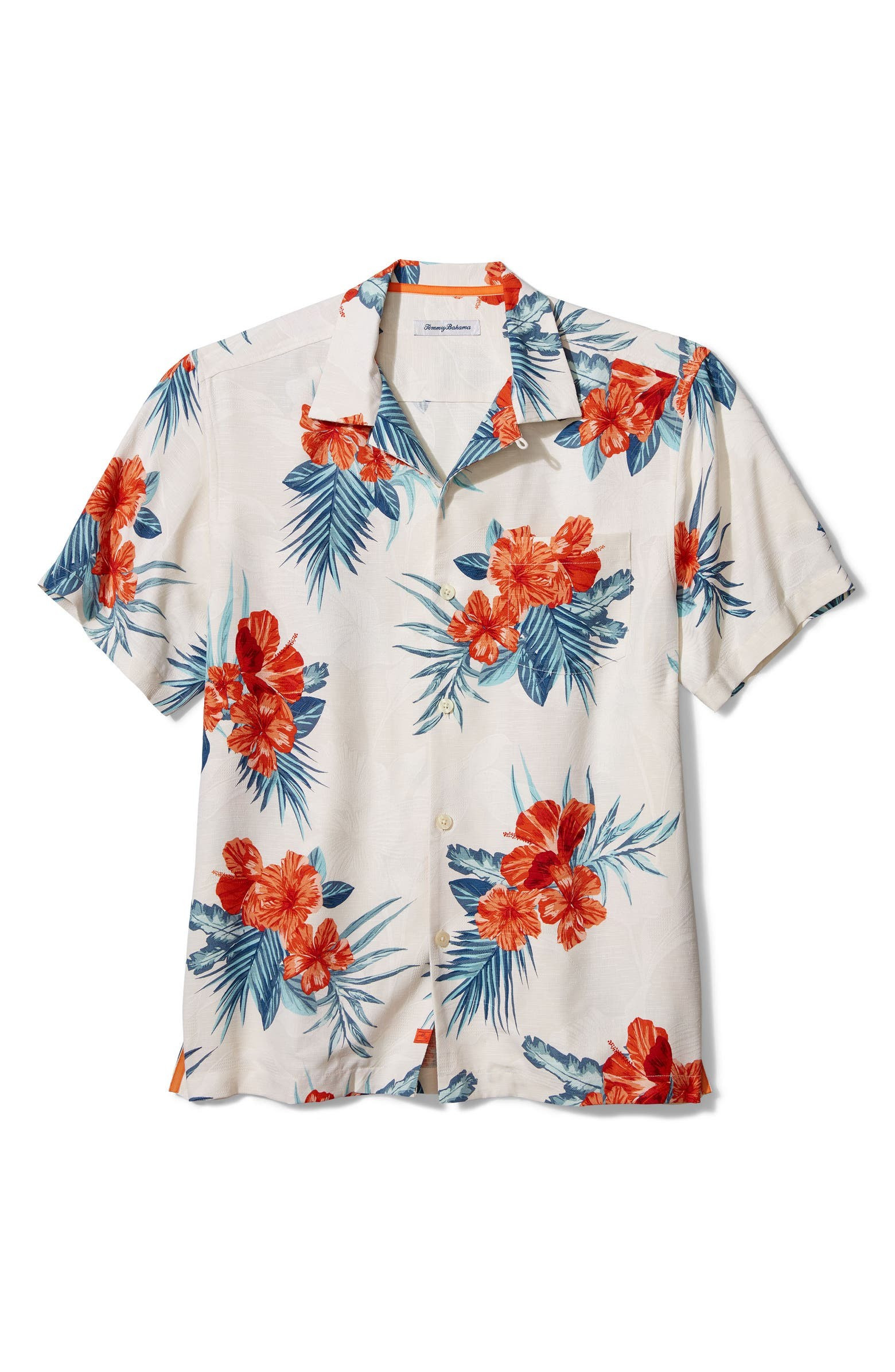 Hilo Hibiscus Floral Short Sleeve Silk Button-Up Shirt | Nordstrom