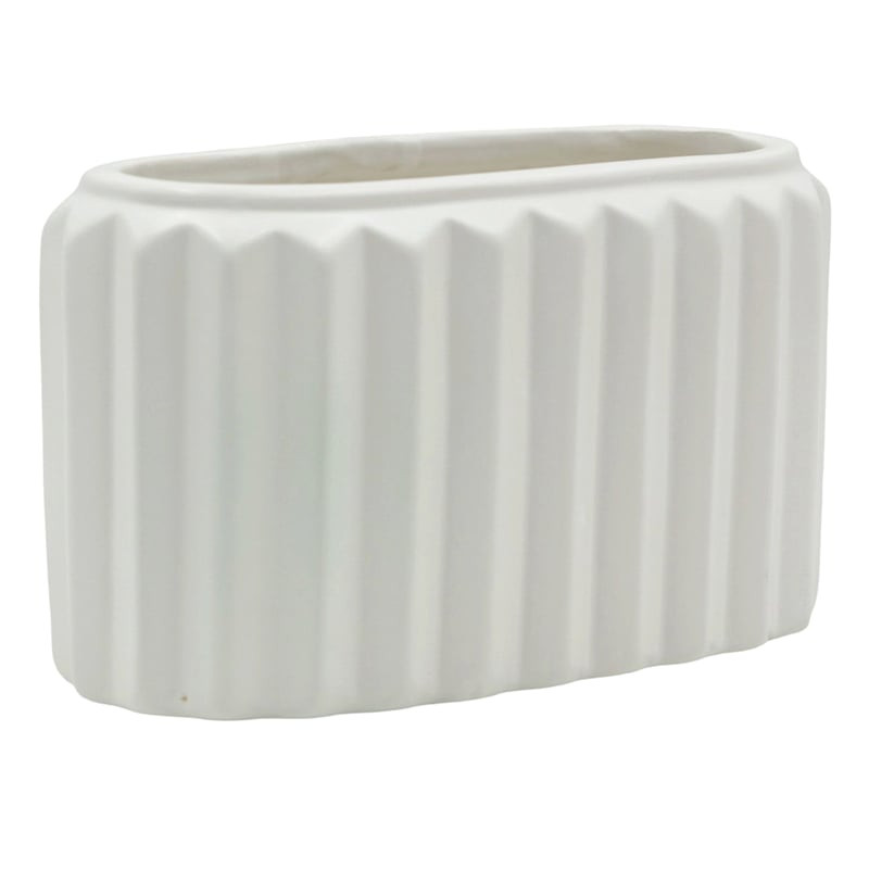 Crosby St. Indoor Harlow Pleat White Planter, 8" | At Home