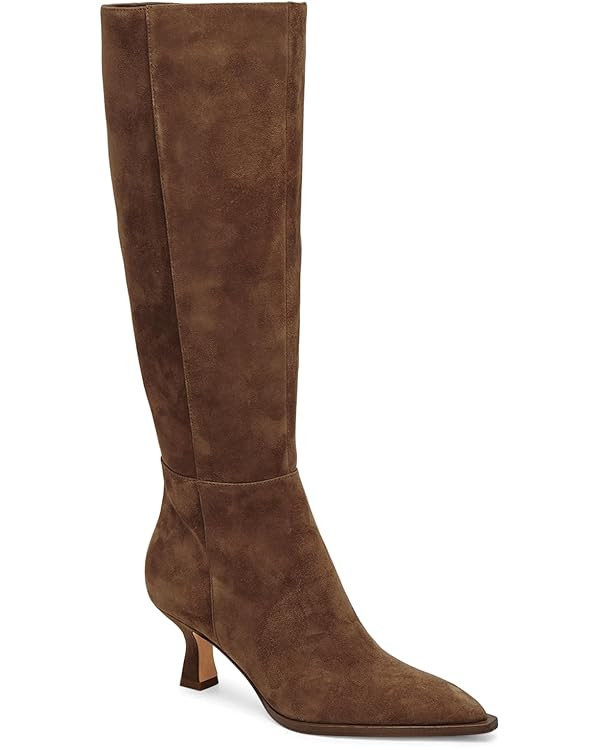 Coutgo Womens Knee High Boots Kitten Low Heel Pointed Toe Tall Boots Side Zipper Winter Dress Sho... | Amazon (US)