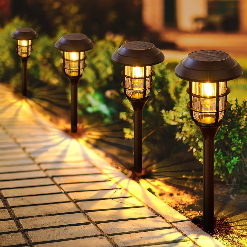 LETMY Solar Pathway Lights Outdoor, 8 Pack Bright Solar Lights Outdoor, IP65 Waterproof Auto On/O... | Amazon (US)