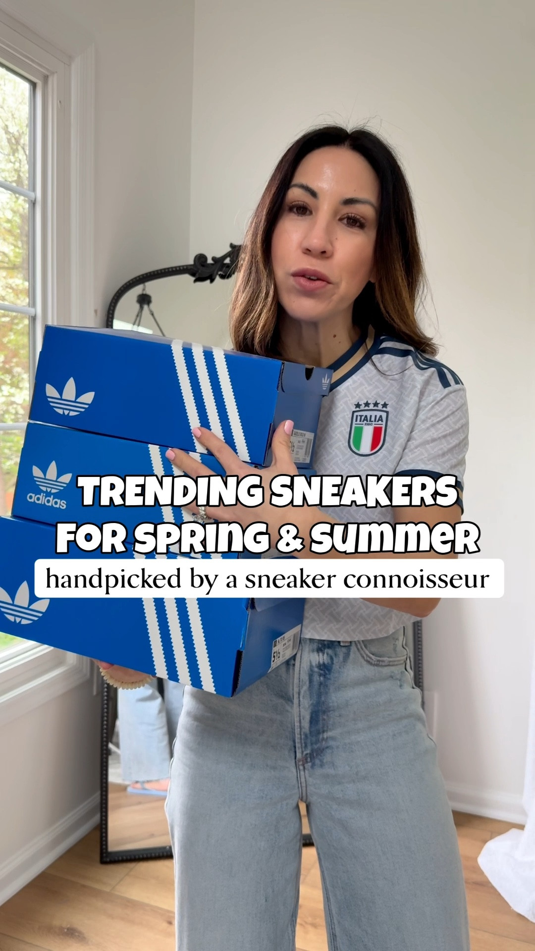 You all know that sneakers are my love language. Here are 3 styles from @adidas I'm loving for spring and summer. All pass my comfort test and are super lightweight and breathable for the warmer months. And with the The FIFA World Cup 2026 about to kick off right here in NJ I had to grab a FIFA World Cup jersey. Even my daughter was impressed with my choice. Between sneakers and jerseys there is so much goodness here. Ok so tell me, which style are you loving the most? #adidaspartner #createdwithadidas

Adidas sneakers size down half. Jersey small (prefer medium)

#LTKOver40 #LTKActive