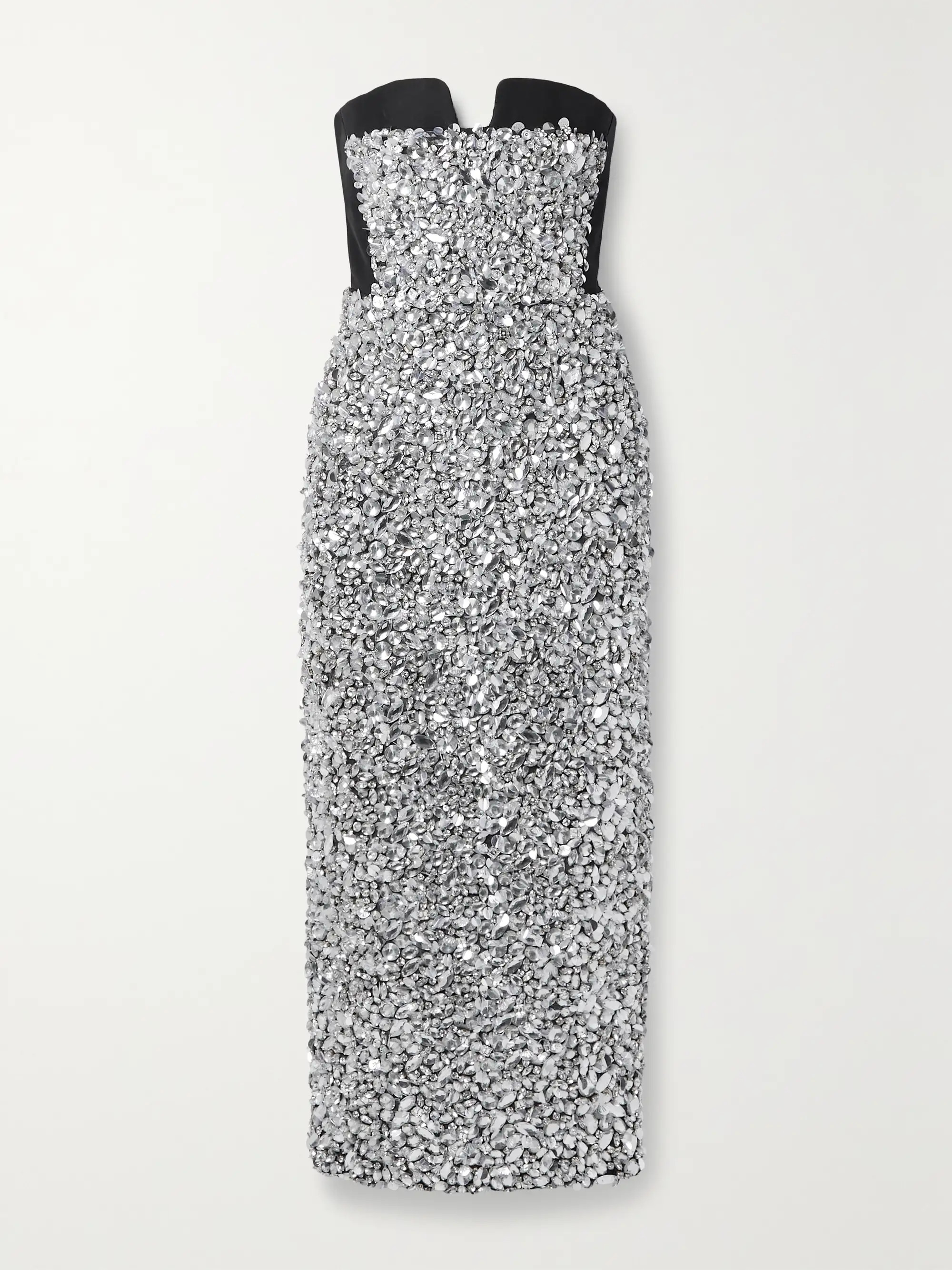 Strapless embellished faille midi dress | NET-A-PORTER (US)
