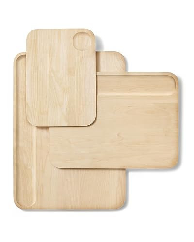 Caraway 4-Piece Double Sided Wood Cutting Board Set - Made From FSC-Certified Birch Wood - Mineral Oil & Wax Finish - 3 Sizes - Small, Medium, & Large - Storage Organizers Included | Amazon (US)