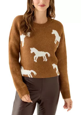 Vince Camuto Women's Long Sleeve All Over Horse Sweater | Belk