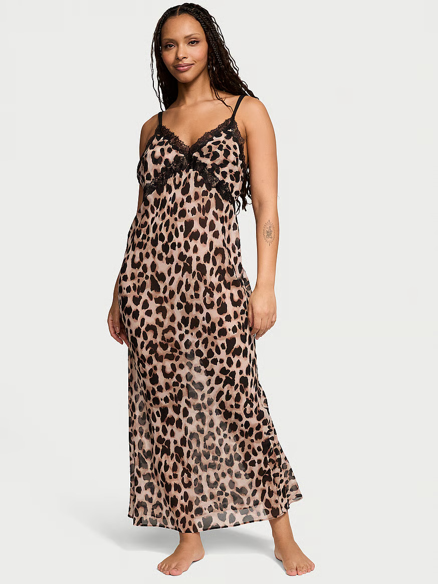 Leopard Chiffon Long Slip Dress | Victoria's Secret (US / CA )
