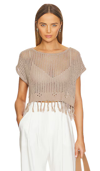 BLACK Crochet Top in Taupe | Revolve Clothing (Global)