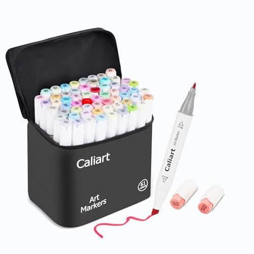 Caliart Pastel Alcohol Markers 61 Colors Fine & Chisel Dual Tip Art Markers | Amazon (US)