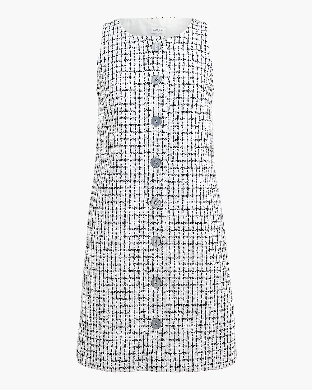 Sleeveless tweed button-front shift dress | J.Crew Factory