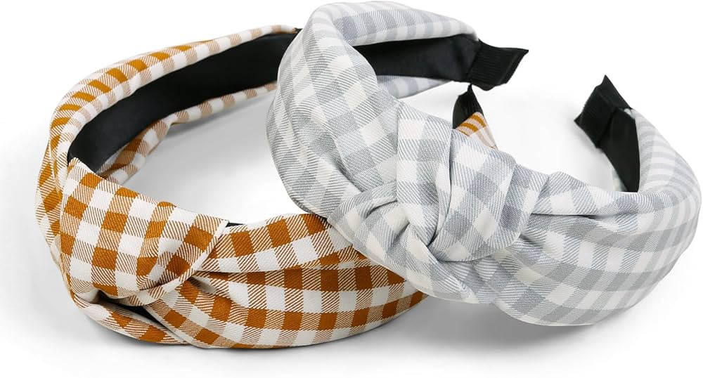Tobeffect Plaid Knotted Headbands for Women and Girls, Boho Checked Knot Head Bands for Women's H... | Amazon (US)