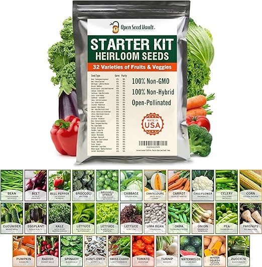 Open Seed Vault 15,000 Non GMO Heirloom Vegetable Seeds for Planting Vegetables and Fruits (32 Va... | Amazon (US)