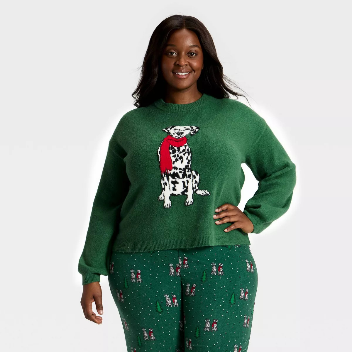 Women's Dalmatian Holiday Matching Family Sweater - Wondershop™ Green | Target