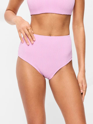 High-Waisted Ribbed Bikini Swim Bottoms | Old Navy (US)