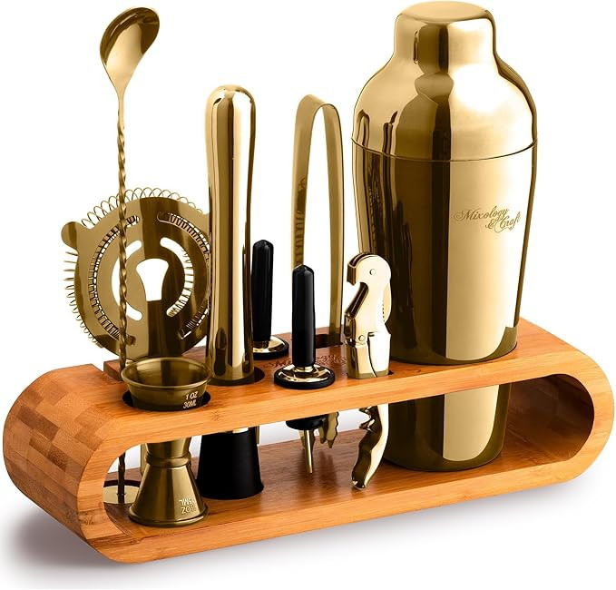 Mixology & Craft Cocktail Shaker Set: 10-Piece Bartender Kit with Stand | Complete at Home Bar Se... | Amazon (US)