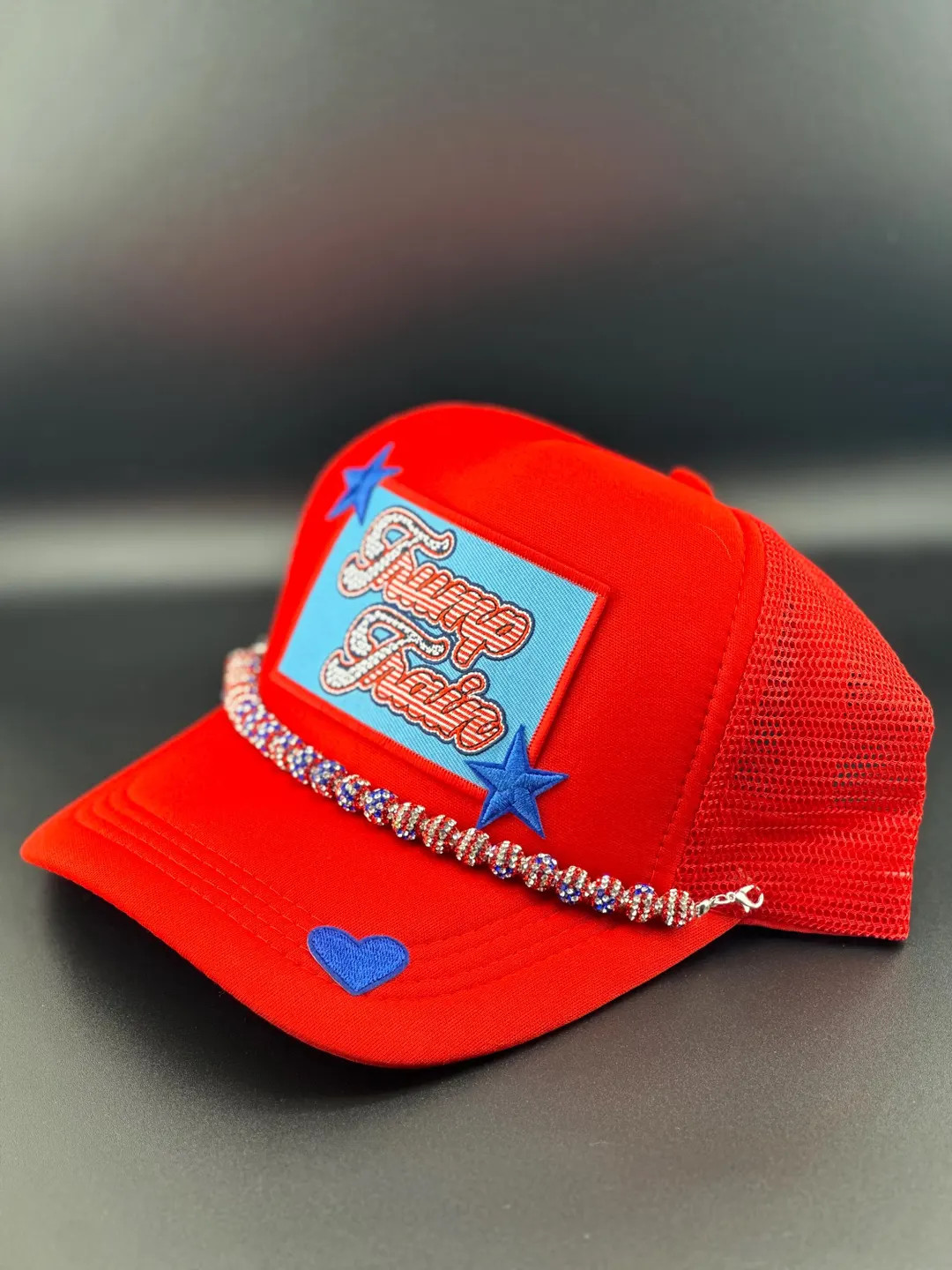 Trump Train Trucker Hat W/ Bling Hat Chain MAGA // Amazing Trump Hat // USA // Red Hat // Patriot... | Etsy (US)