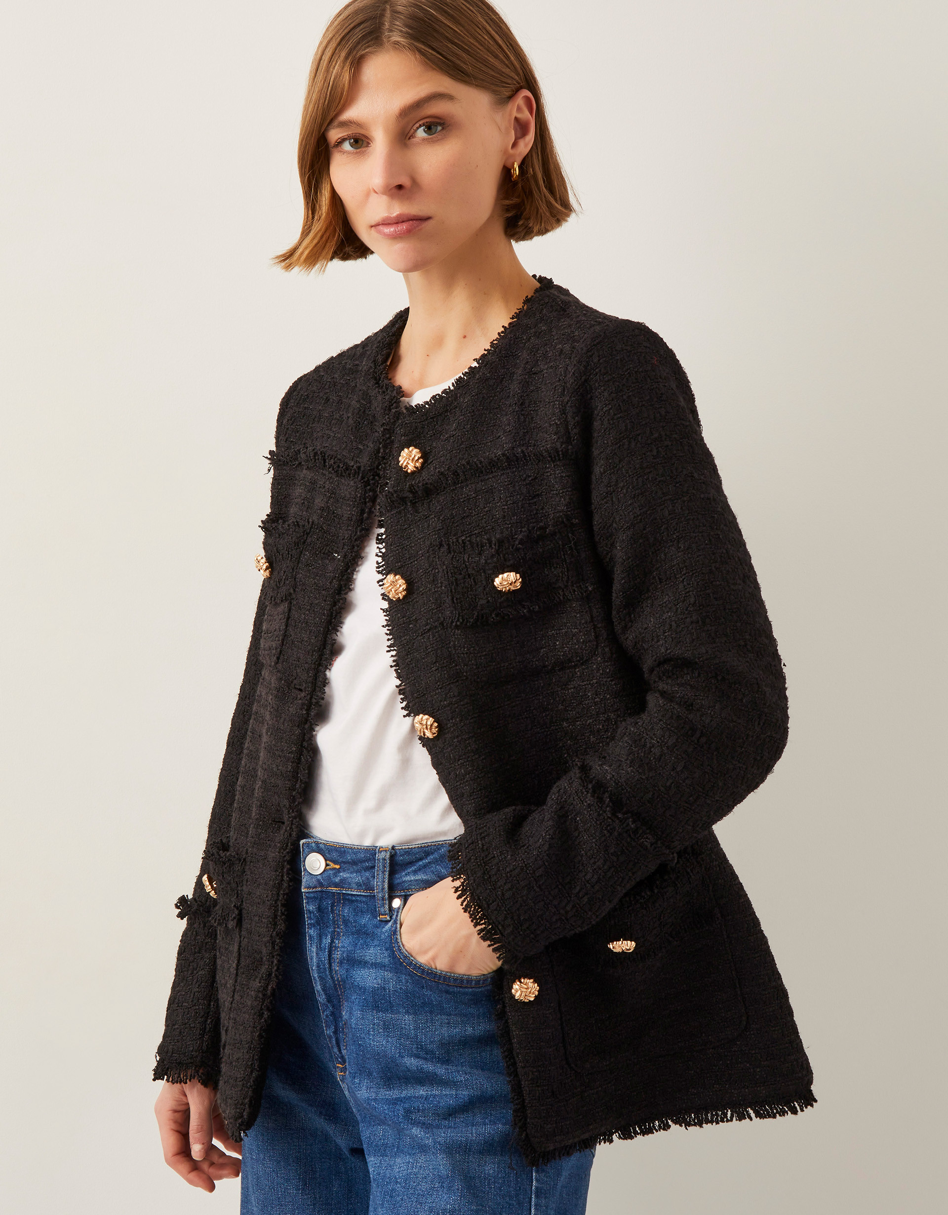 Harriet Tweed Jacket Black | Monsoon (UK)