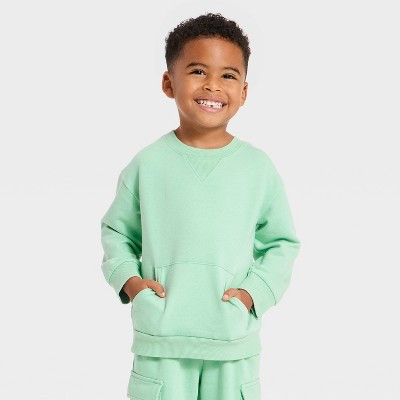 Toddler Boys' French Terry Crewneck Sweater - Cat & Jack™ Green 3T | Target