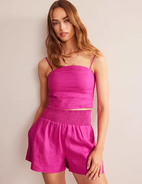 Fitted Linen Strappy Top - Rose Violet | Boden (US)