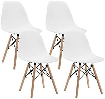 CangLong Modern Mid-Century Shell Lounge Plastic DSW Natural Wooden Legs for Kitchen, Dining, Bed... | Amazon (US)