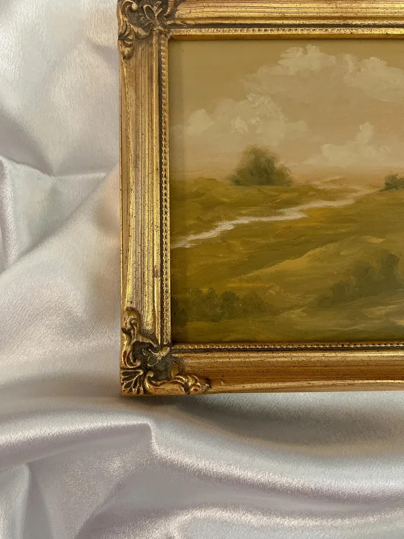 The View No. VI • Original Landscape Oil Painting on Canvas • Vintage Gold Framed River Paint... | Etsy (US)