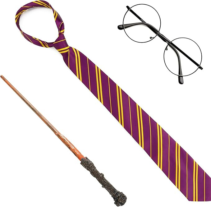 Skeleteen Wizard Costume Accessories Set - Nerd Circle Glasses, Tie and a Magic Wand Accessory Se... | Amazon (US)