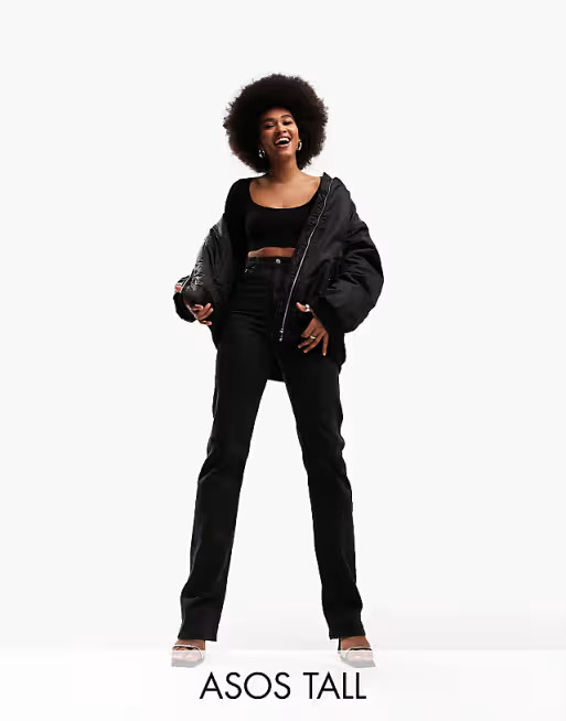 ASOS DESIGN Tall easy straight jeans in black | ASOS (Global)