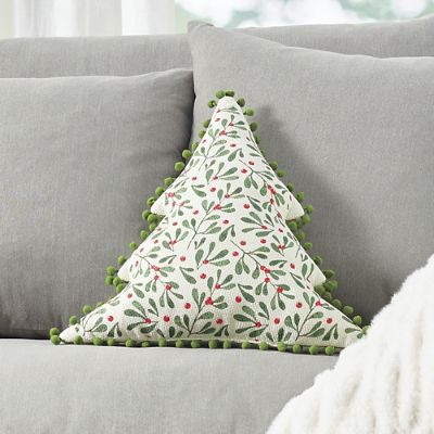 Holly Tree Shaped Pillow | Grandin Road | Grandin Road