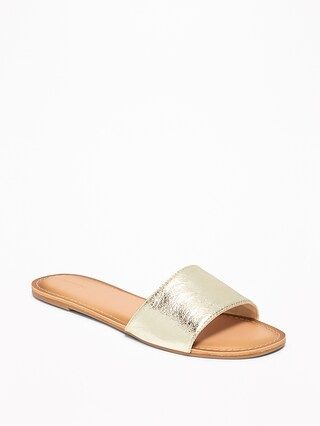 Faux-Leather Slide Sandals for Women | Old Navy US