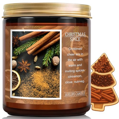 Christmas Candle | Christmas Spice Scented Candle, Holiday Candles Gift, Soy Wax Candle for Home Scented, Aromatherapy Jar Candles, Gifts for Women and Men, Cozy Winter Candles for Home Decor, 7 oz | Amazon (US)