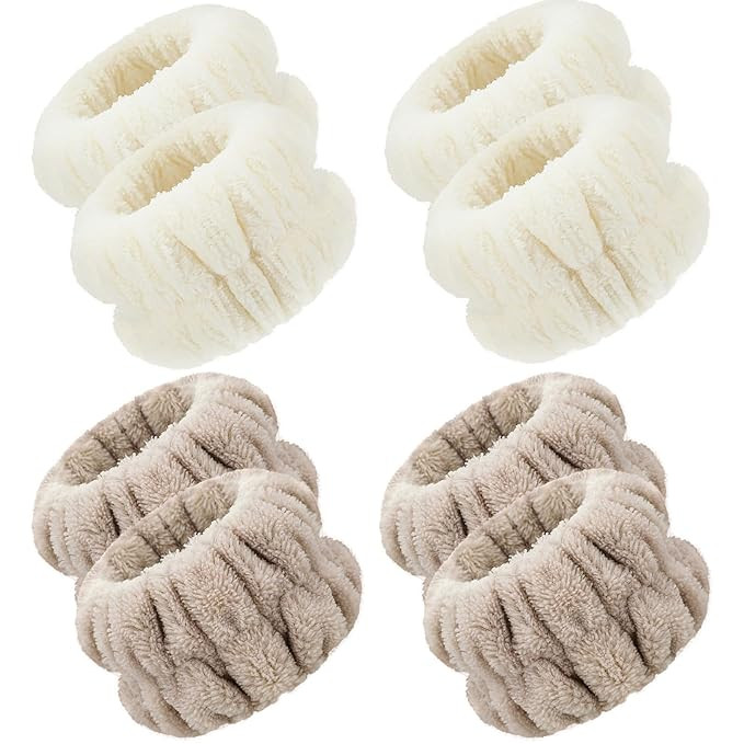 Chuangdi 4 Pairs Wrist Bands for Washing Face Wrist Spa Microfiber Wash Towel Band Scrunchies Abs... | Amazon (US)