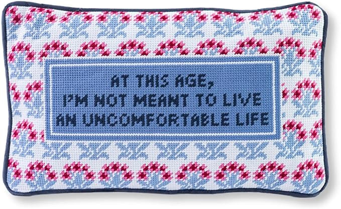 FURBISH Needlepoint Decorative Throw Pillow - Uncomfortable - 9"x15" - Small Embroidered Designer... | Amazon (US)