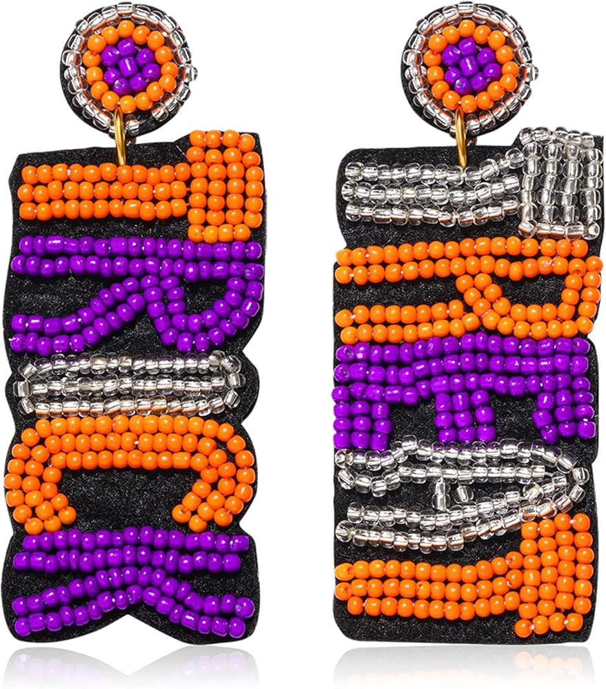 NVENF Halloween Earrings for Women, Trick Treat Beaded Earrings, Halloween Accessories Outfit Gif... | Amazon (US)