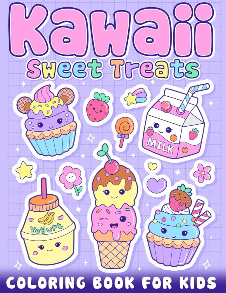 Kawaii Sweet Treats Colouring Book for Kids: Cute Sweets Coloring Pages for Kids featured Cute De... | Amazon (UK)