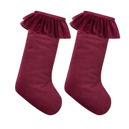 My Texas House Ruffle Red Velvet Christmas Stockings, 20" x 10" (2 Count) | Walmart (US)