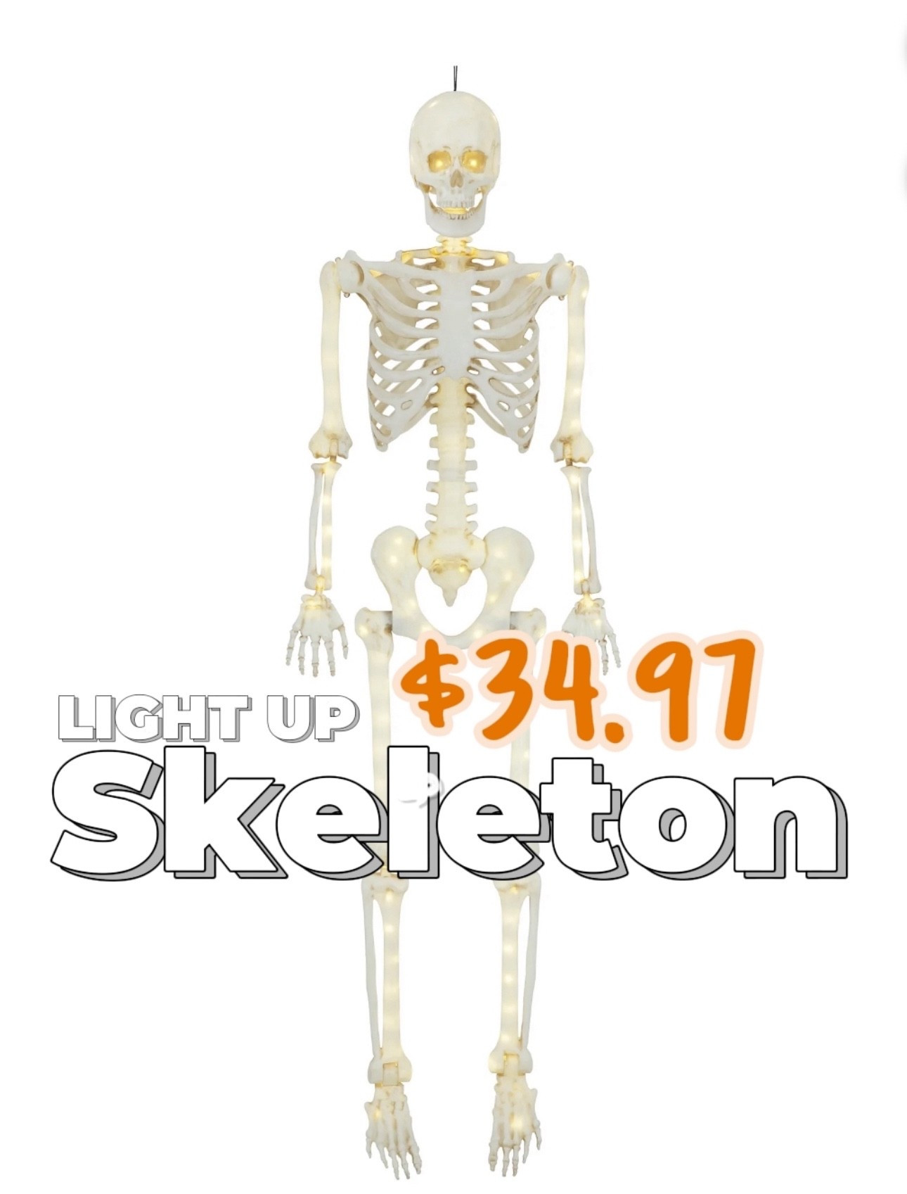 💀✨ Step up your spooky game with the 5ft Light Up Poseable Skeleton Decoration from Way To Celebrate!

This glowing skeleton is the perfect statement piece for your Halloween setup. Its LED lights create an eerie glow after dark, while the poseable joints let you style it however you like —

Durable enough for outdoor use, it’s designed to stand out at night and give your yard that haunted vibe. Pro tip: pair it with fog machines, string lights, or draped fabric to make it even creepier.

👻 Why it’s a must-have:
	•	5ft tall & poseable for endless display ideas
	•	LED glow for spooky nighttime effects
	•	Lightweight & easy to set up

Whether you’re going for bone-chilling or just a little playful fright, this skeleton is ready to take your Halloween décor to the next level. 🎃 

#LTKSeasonal #LTKHalloween #LTKSaleAlert