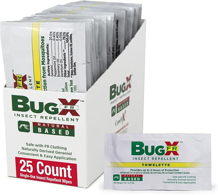 CoreTex Bug X FR DEET-Free Insect Repellent Wipes - Pack of 25 Single-Use, Naturally Derived Gera... | Amazon (US)